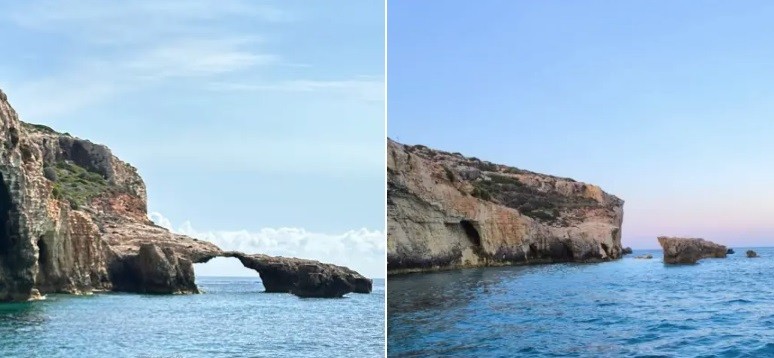 Tragédia em Malta: Turista salta de formação rochosa, causa desabamento e mata homem em jet ski