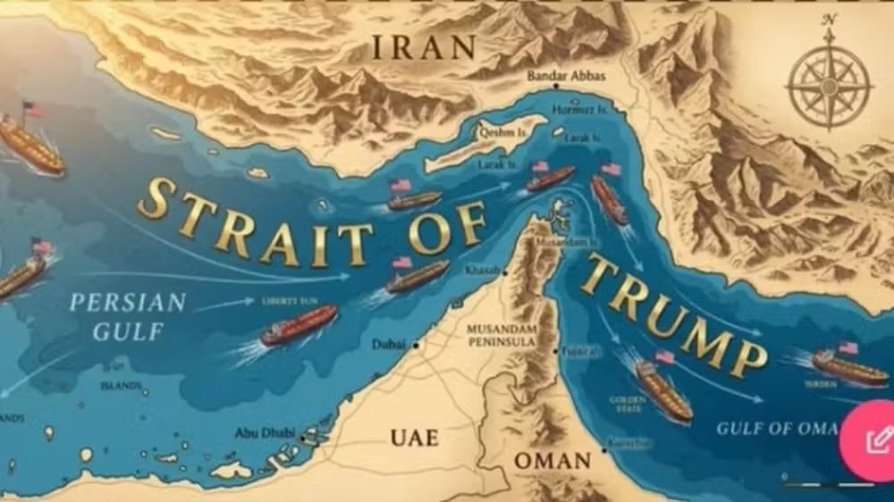 Trump divulga montagem que rebatiza o Estreito de Ormuz com seu nome