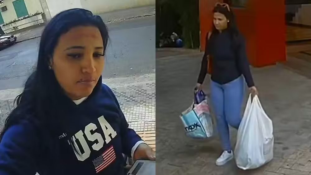 Vídeo mostra suspeita de matar casal de idosos deixando prédio em BH
